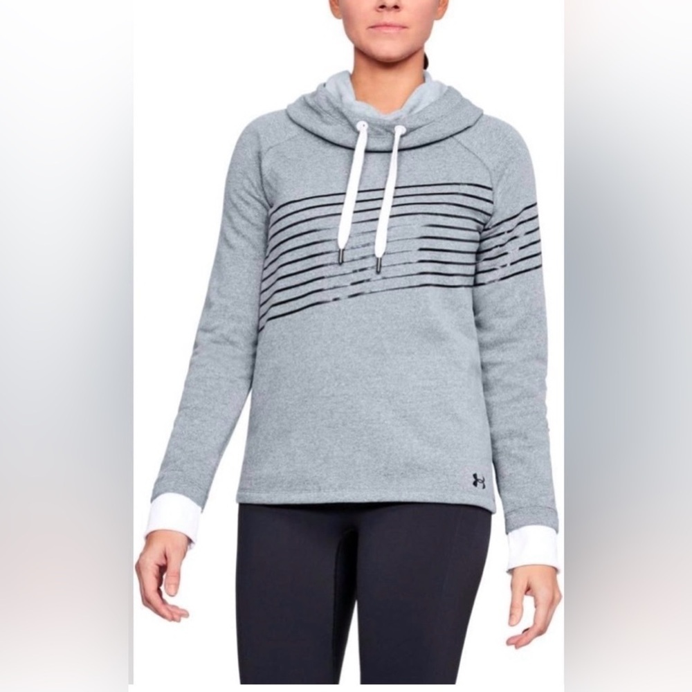 Under Armour Gray Striped Hoodie Sweatshirt Women's Athletic Pullover Hooded Top